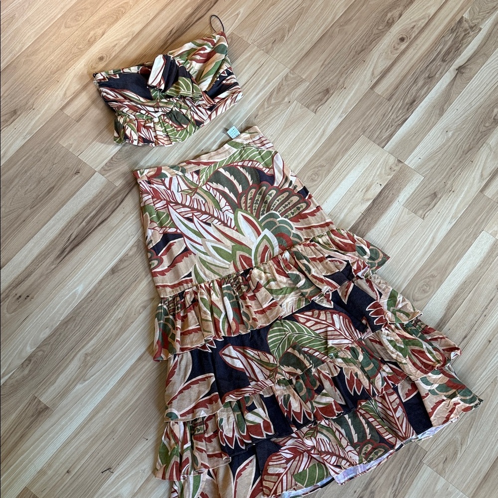Zara Multicolor Strapless Ruffle Dress - Picture 2 of 7